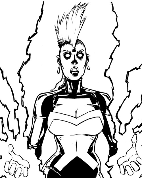 An ink drawing of Storm from the X-Men!